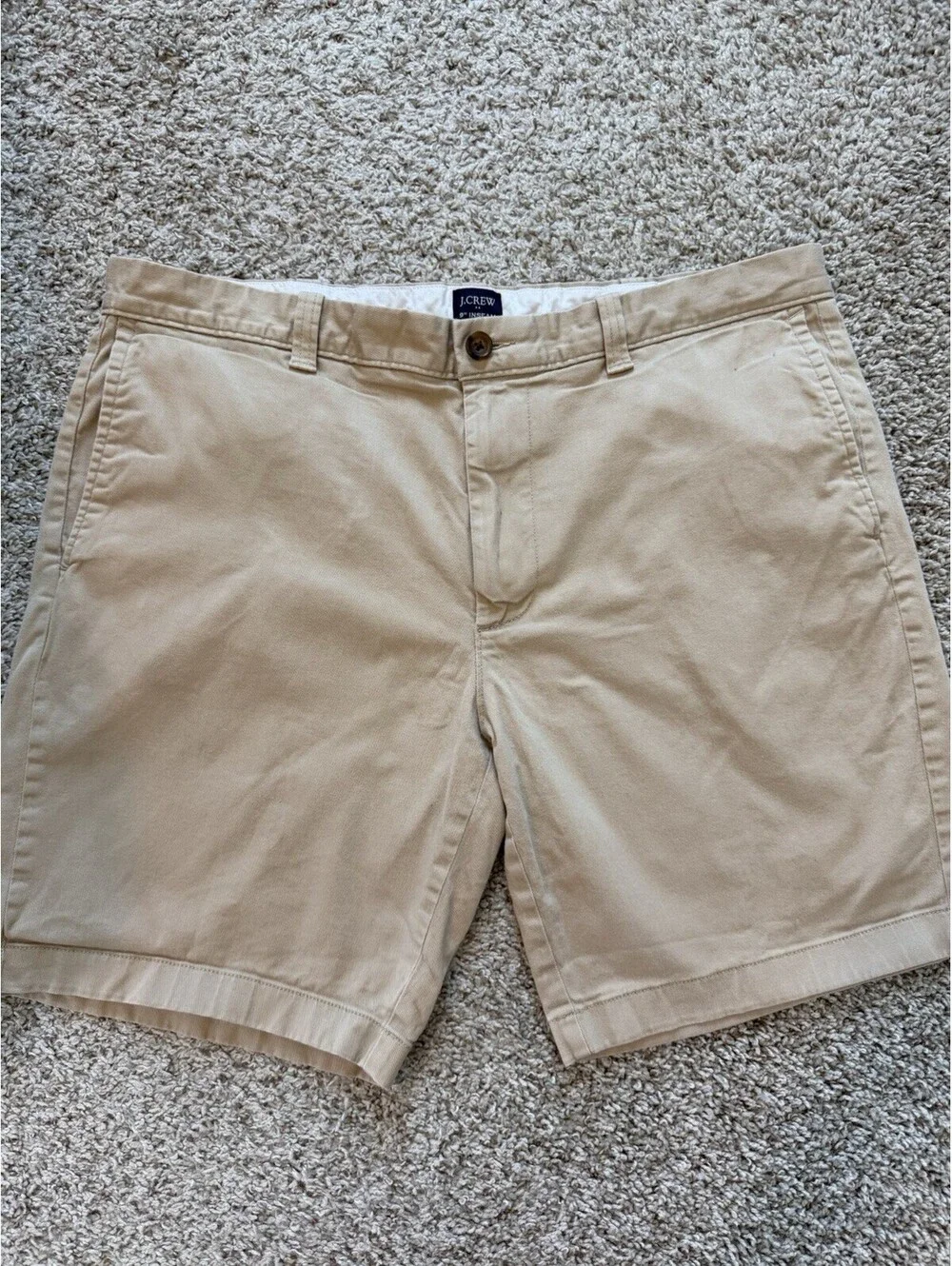 J.Crew Men’s Khaki Chino Shorts Flat Front 9” Inseam Size 36 Classic Preppy